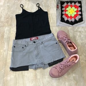 Levi's Gray Cut-off Shorts with Crochet Pockets